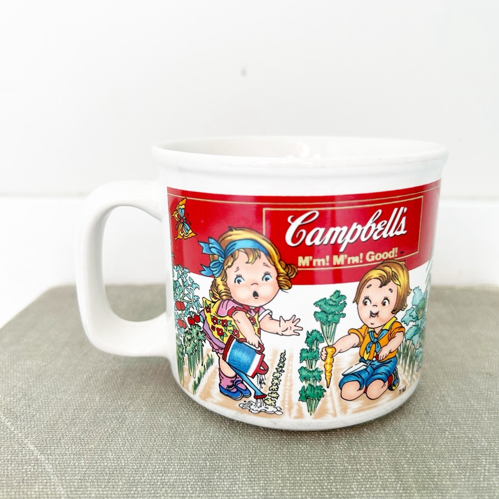 Vintage 90’s Campbell's White Ceramic Mug 1993 Retro Cabincore Soup Mug Fandom